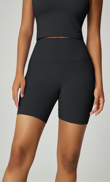 Высокие тренировки фитнес -тренажеры Solid Nylon Women йога шорты